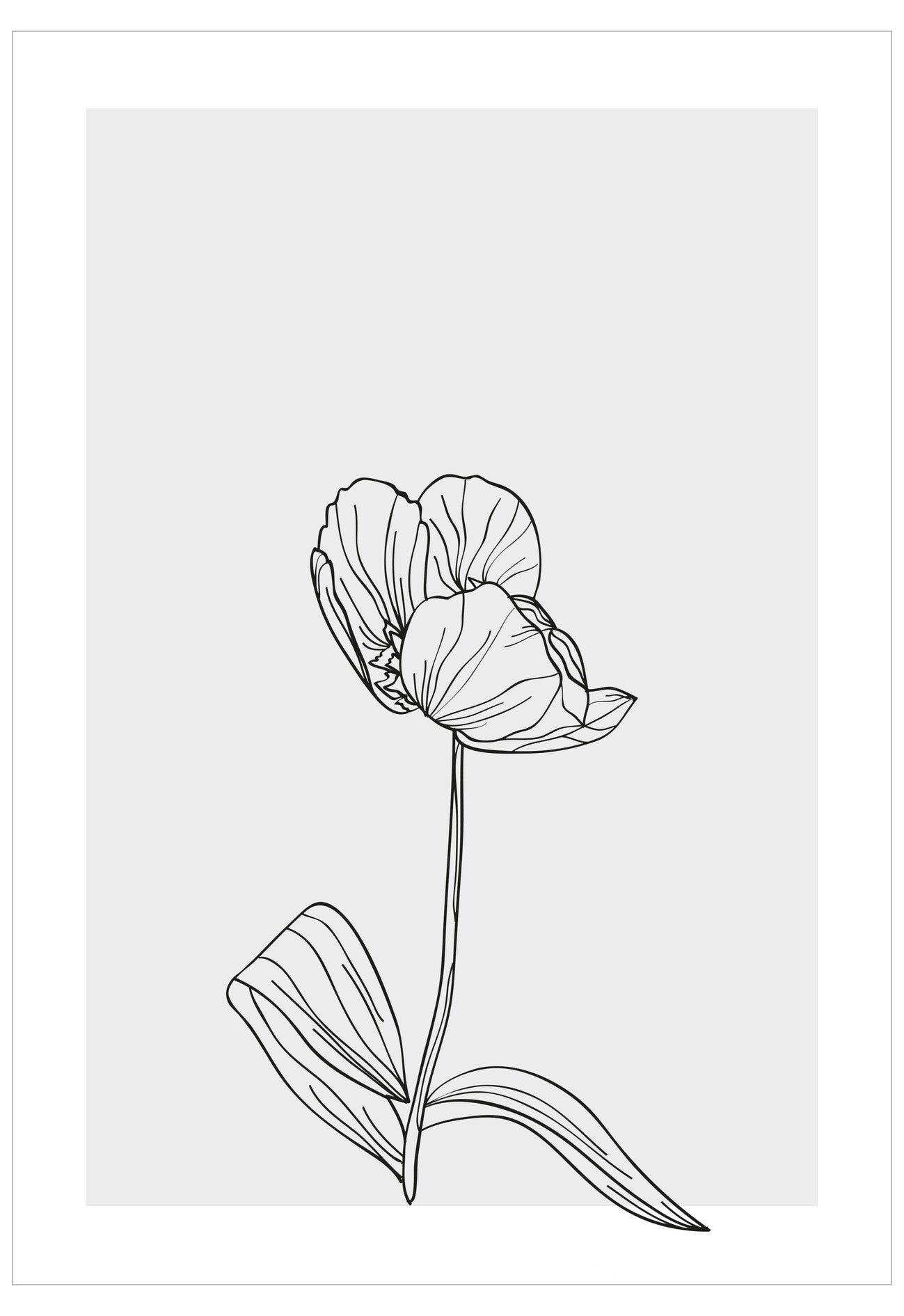 Line drawing of a flower on a white background