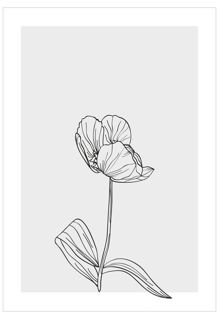 Line drawing of a flower on a white background