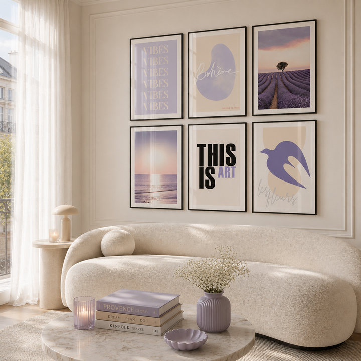 purple gallery wall posters