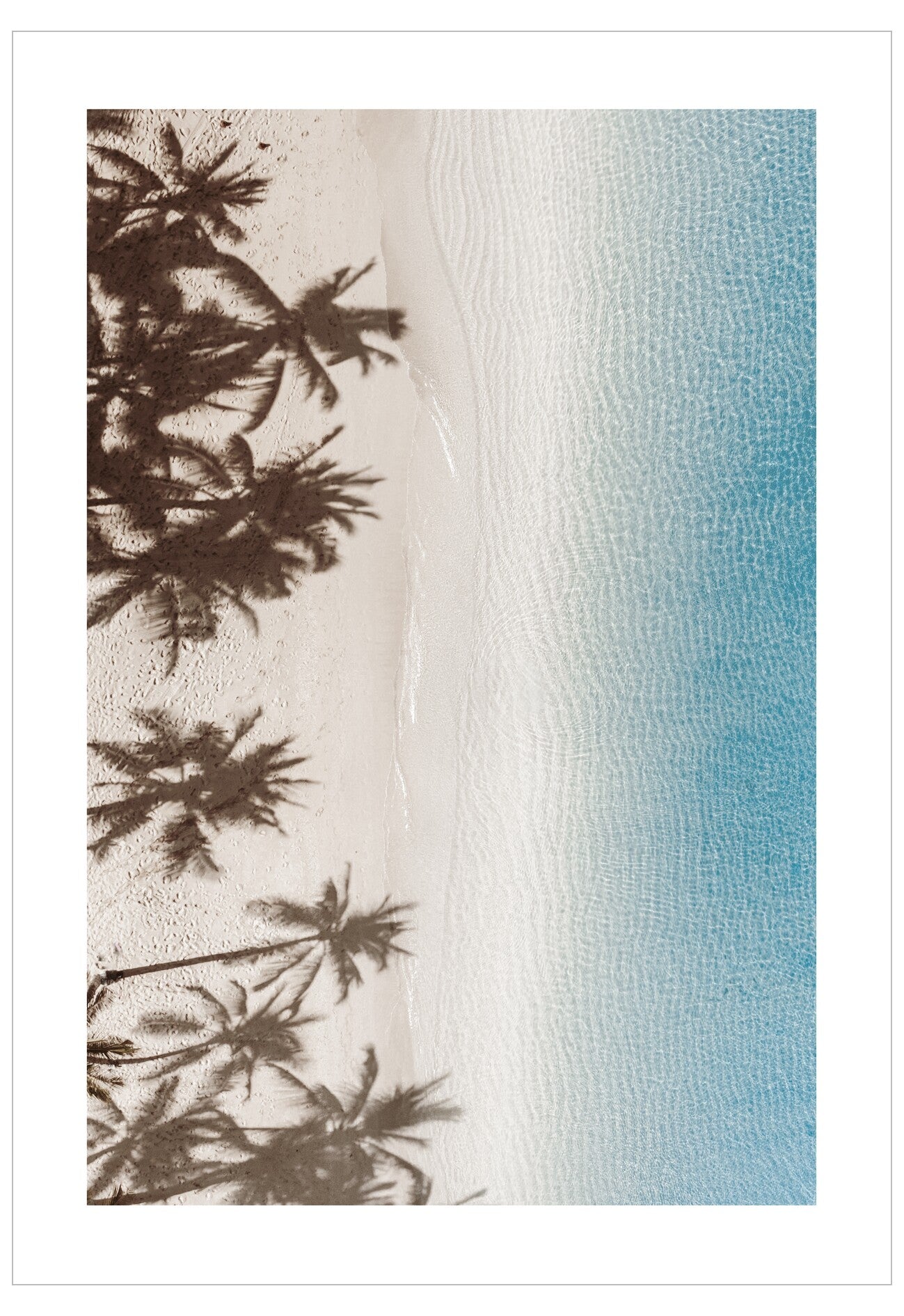 Textile with palm tree pattern on a beach background