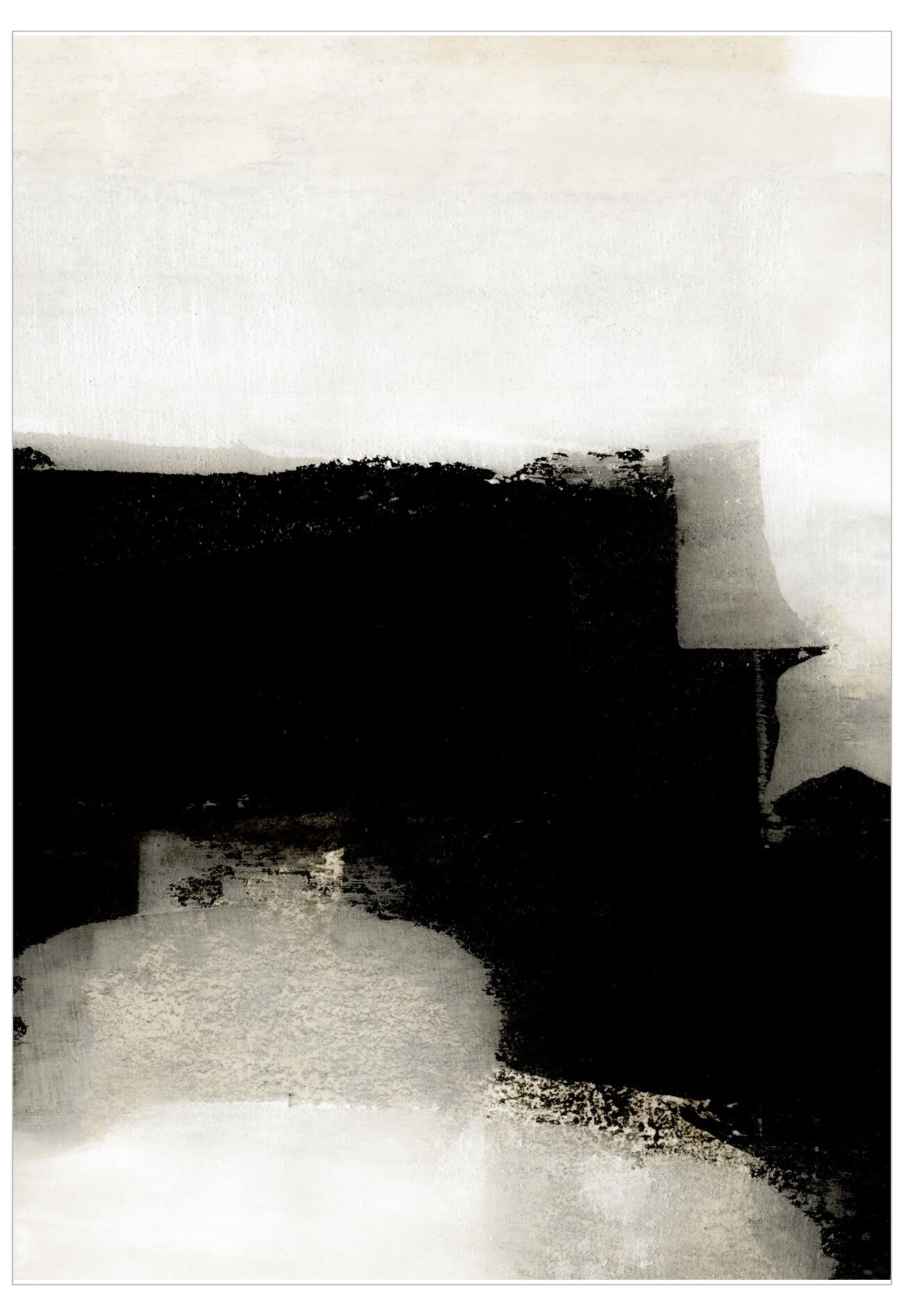 Black and white abstract art with geometric shapes