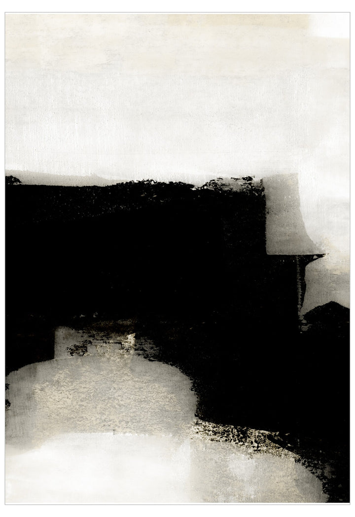 Black and white abstract art with geometric shapes