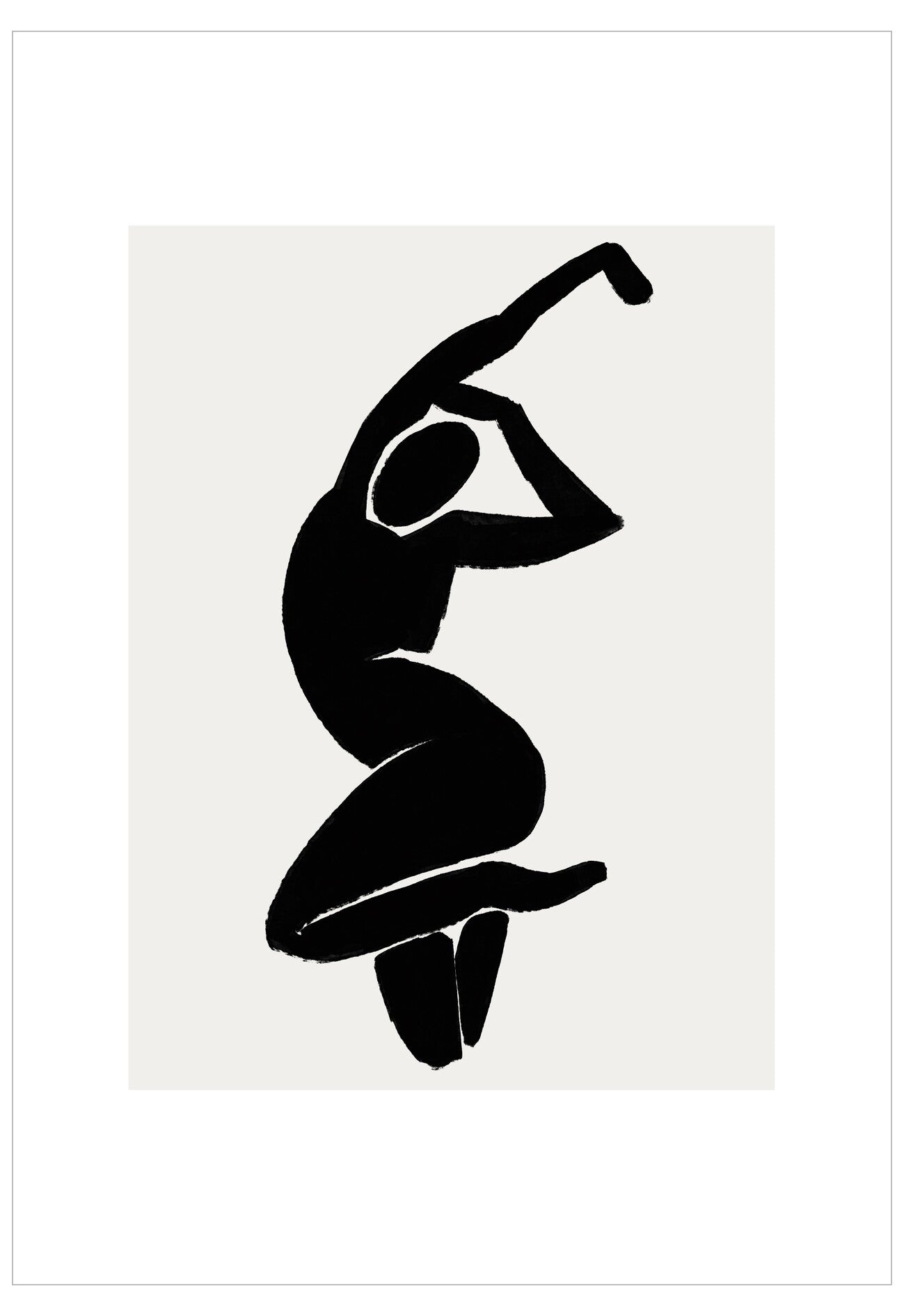 Black silhouette of a dancer on a white background