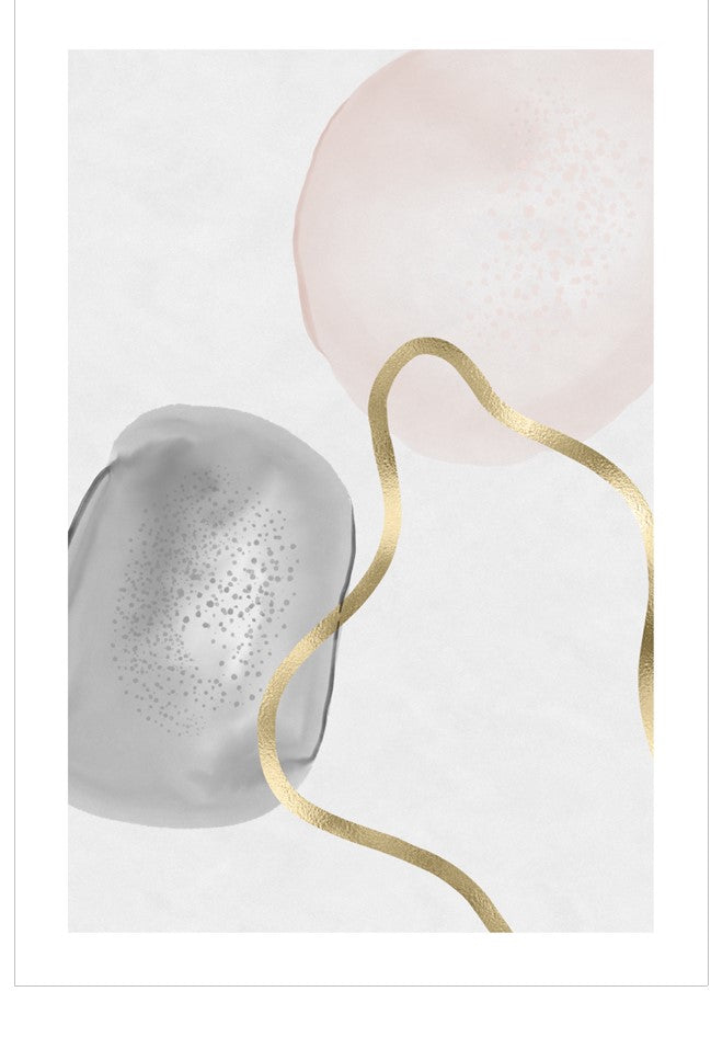 Decorative objects with a gold accent on a light gray background