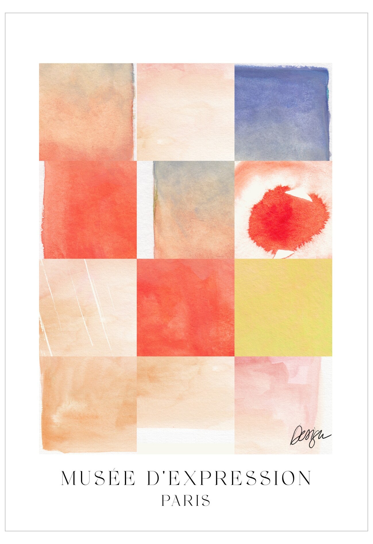 Colorful abstract art print with 'Museée d'Expression Paris' text
