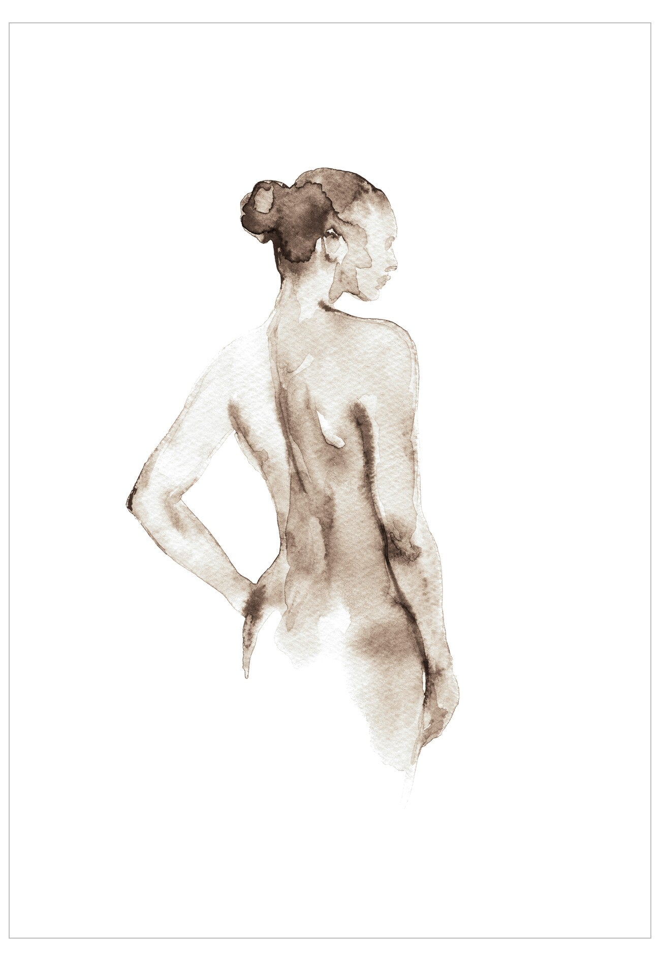 Artistic depiction of a nude figure in a minimalist style on a white background