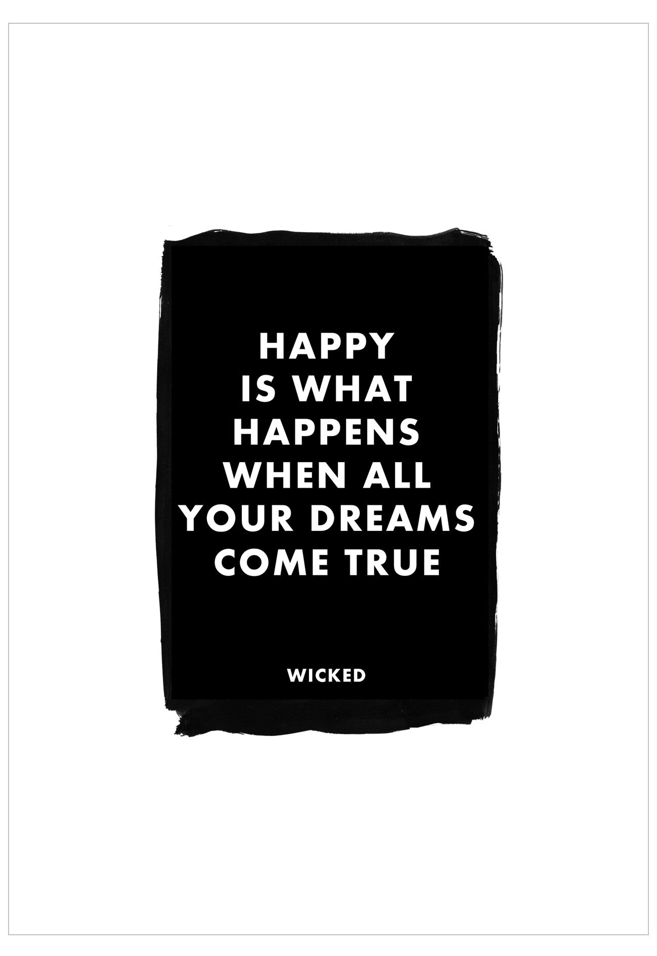 Black Wicked poster with white text on a white background