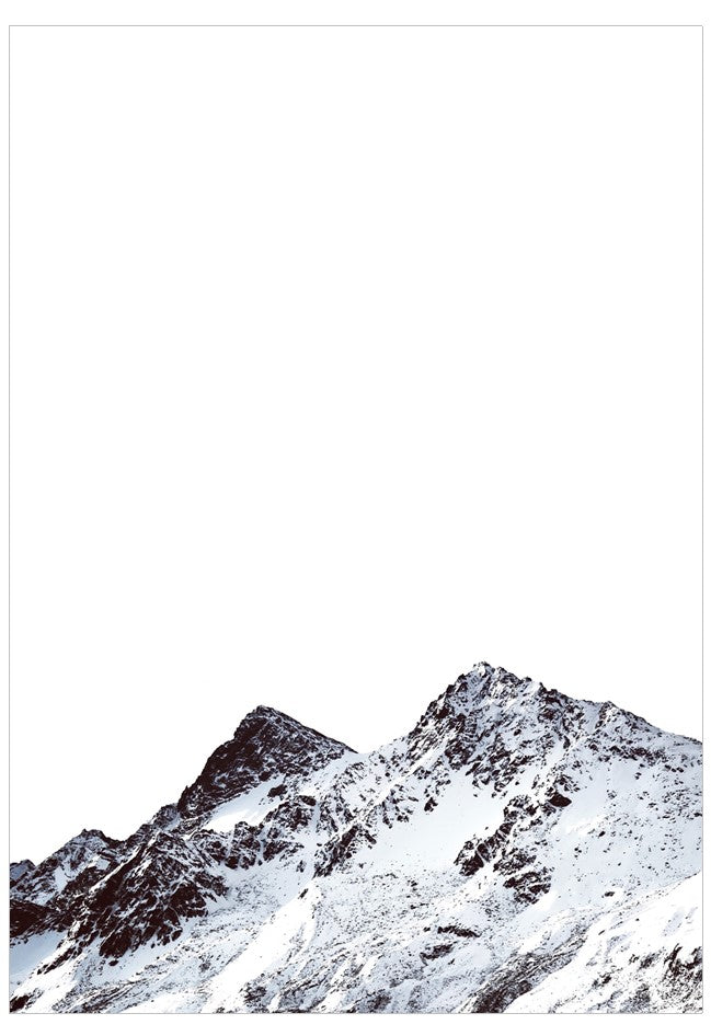 Snowy mountain peak on a white background