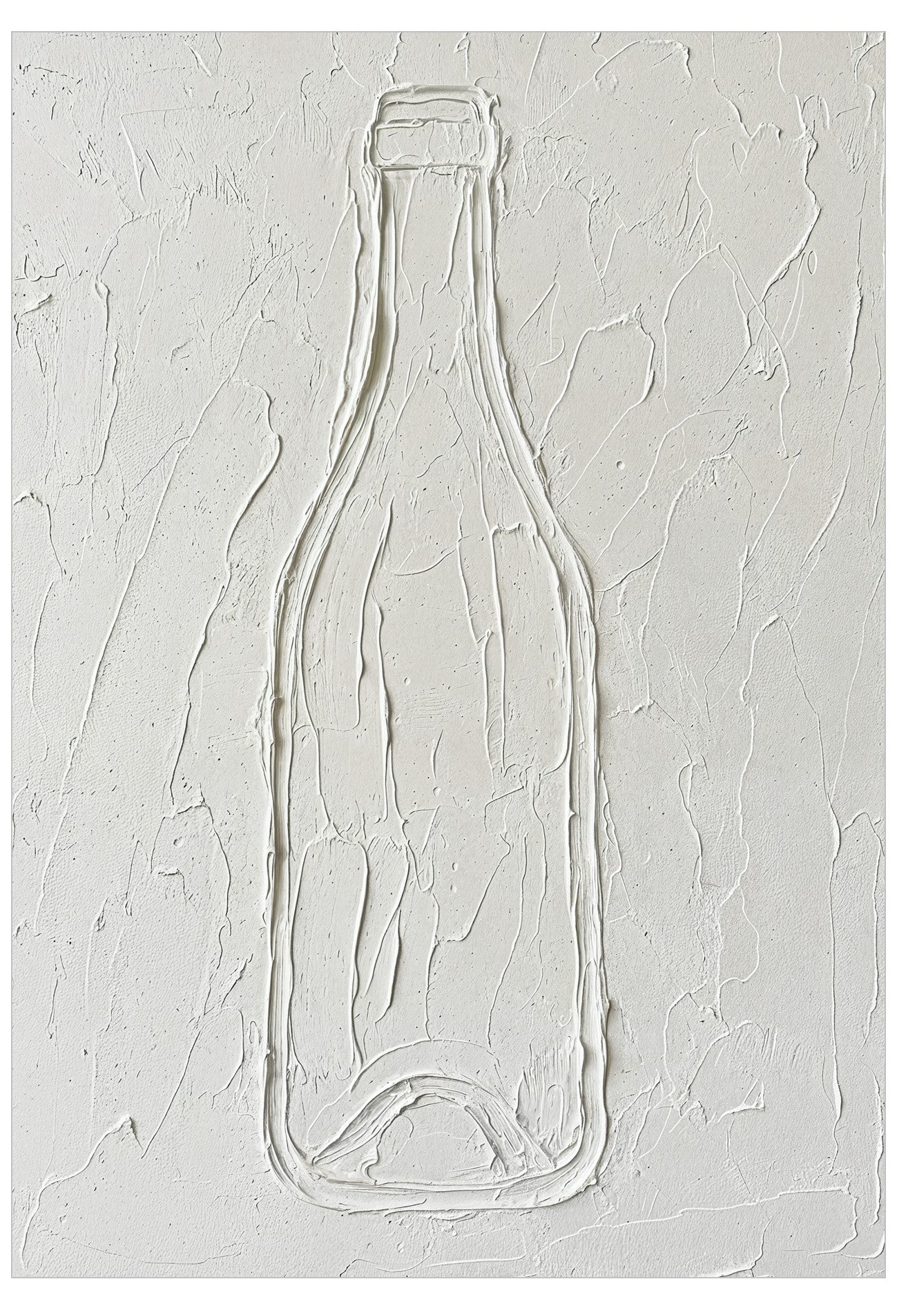 Outline of a bottle on a textured white background