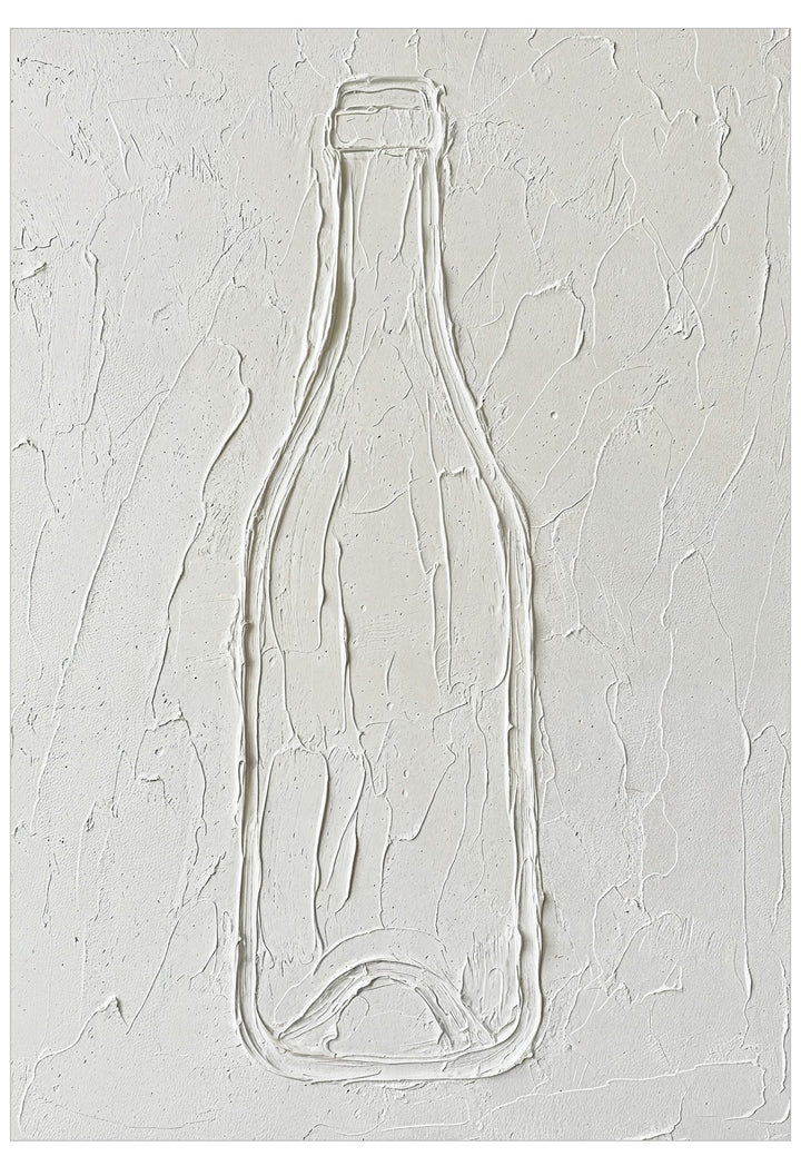 Outline of a bottle on a textured white background