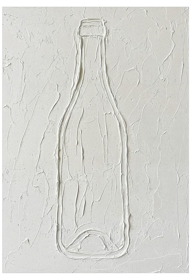 Outline of a bottle on a textured white background