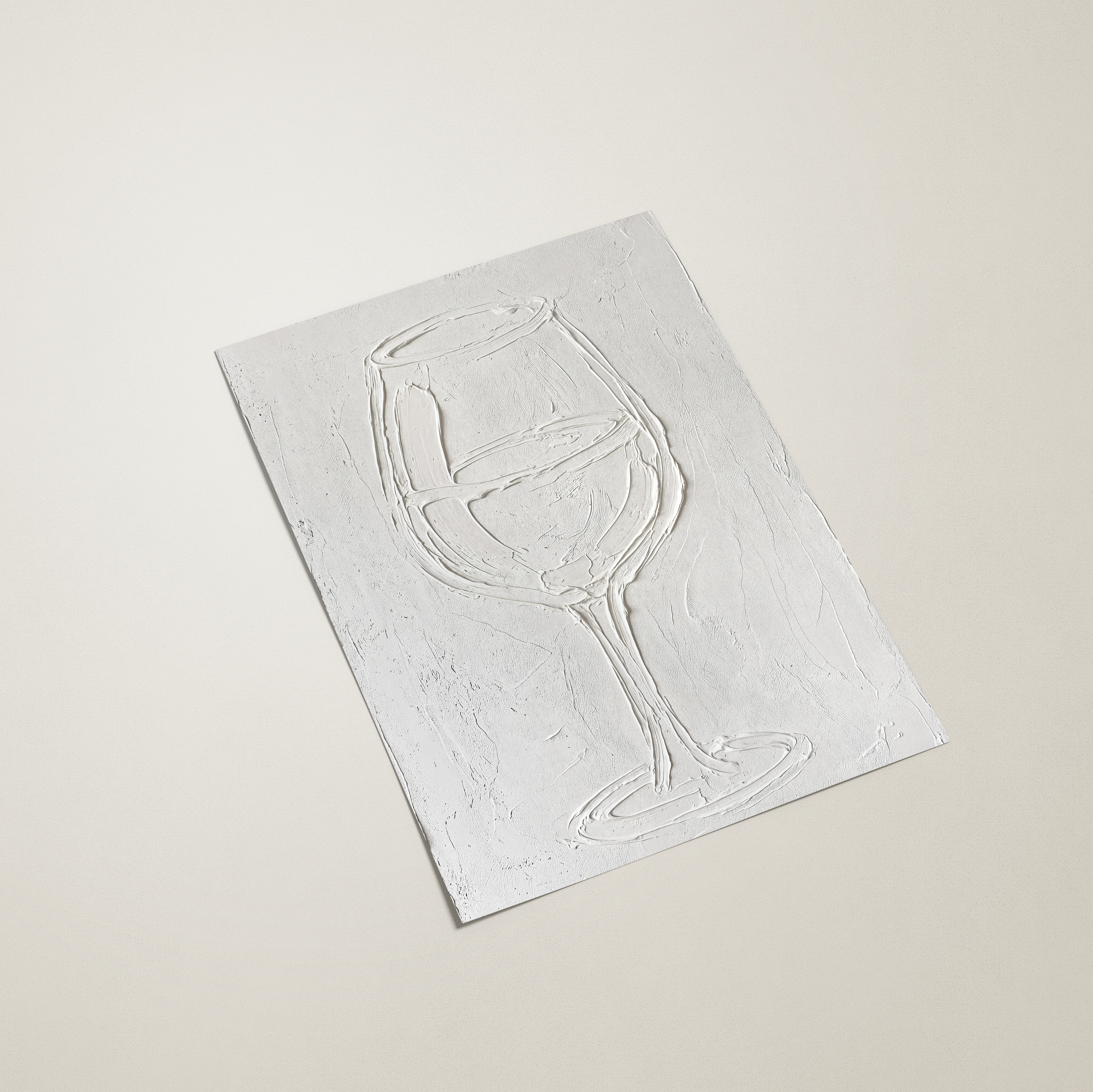 Abstract painting of a wine glass on a white background