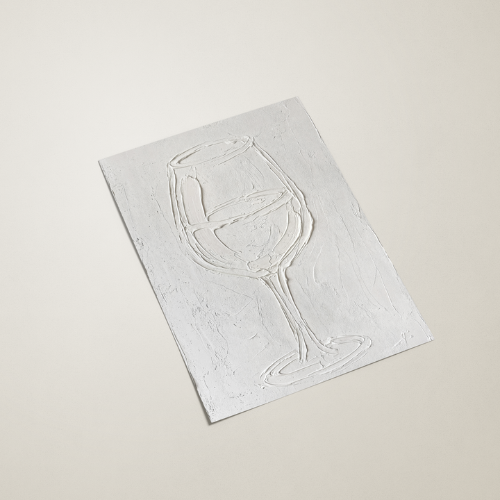 Abstract painting of a wine glass on a white background