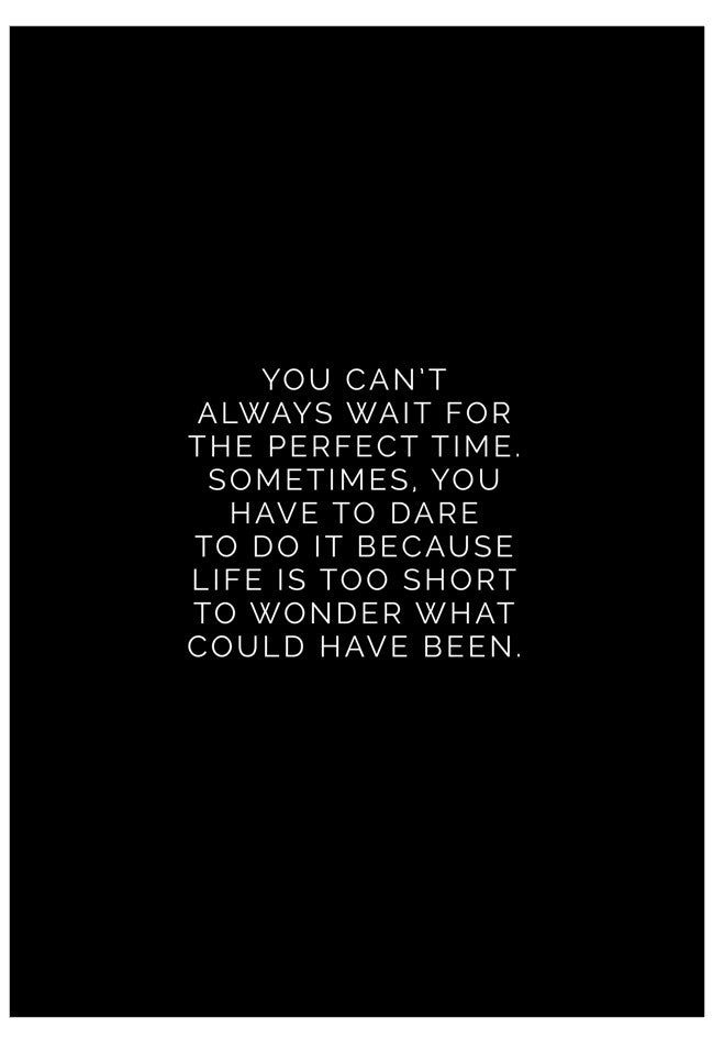 Black background with white text quote on a poster