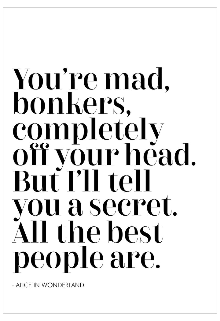 Black text quote from Alice in Wonderland on a white background