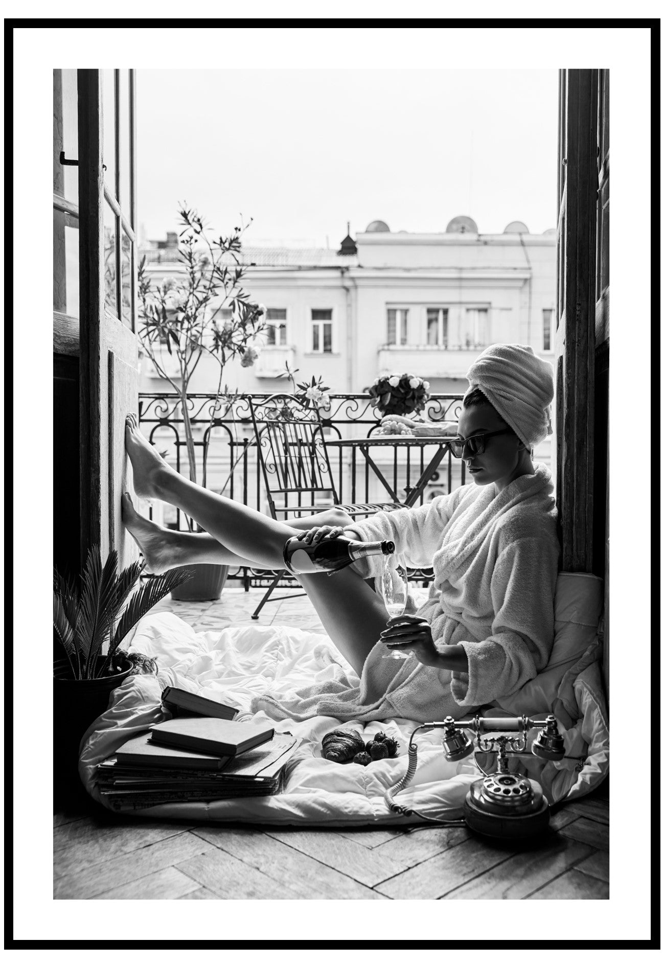 balcony breakfast poster