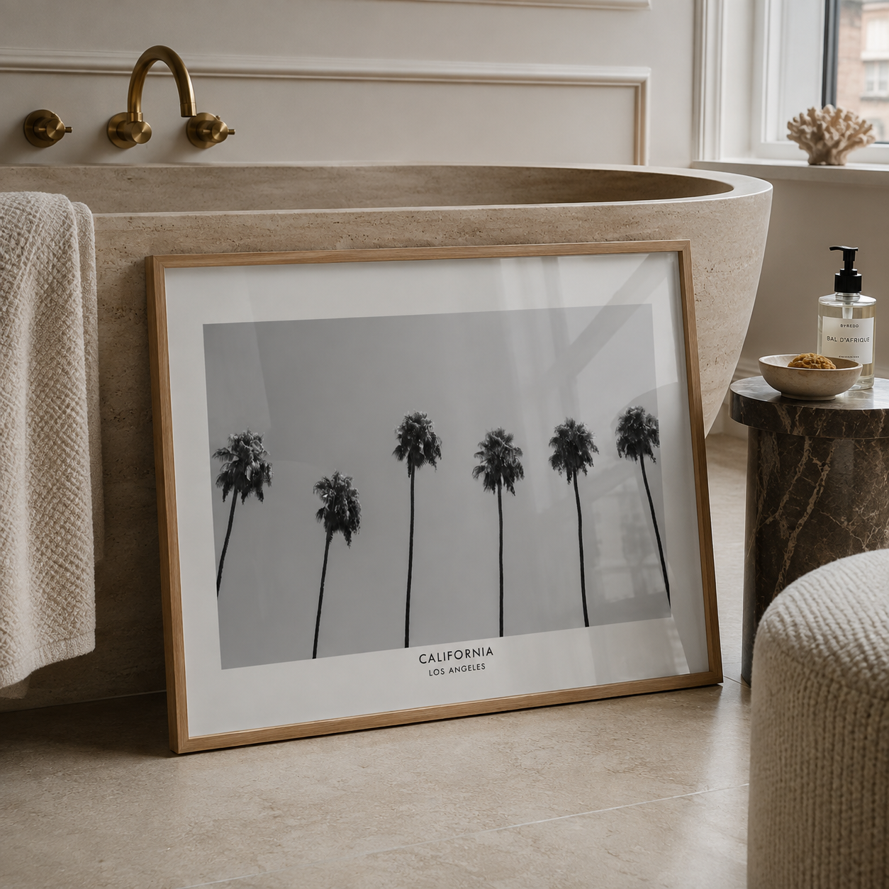 black and white horizontal california wall art
