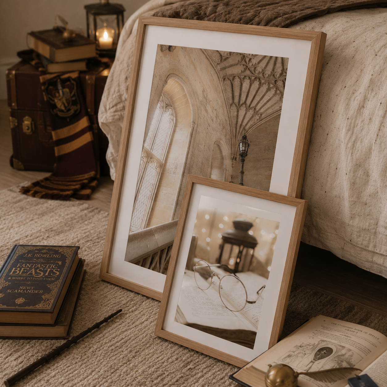 harry potter inspired wall art in kids bedroom