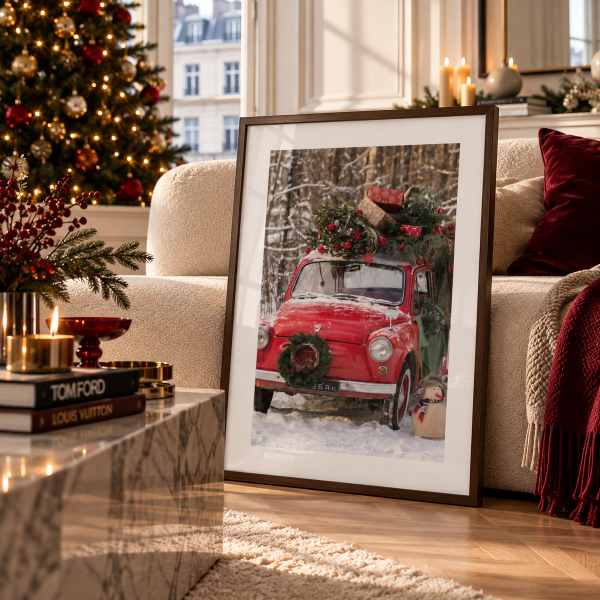 christmas car wall art