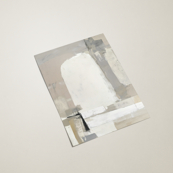 abstract art pieces with neutral tones on a white background