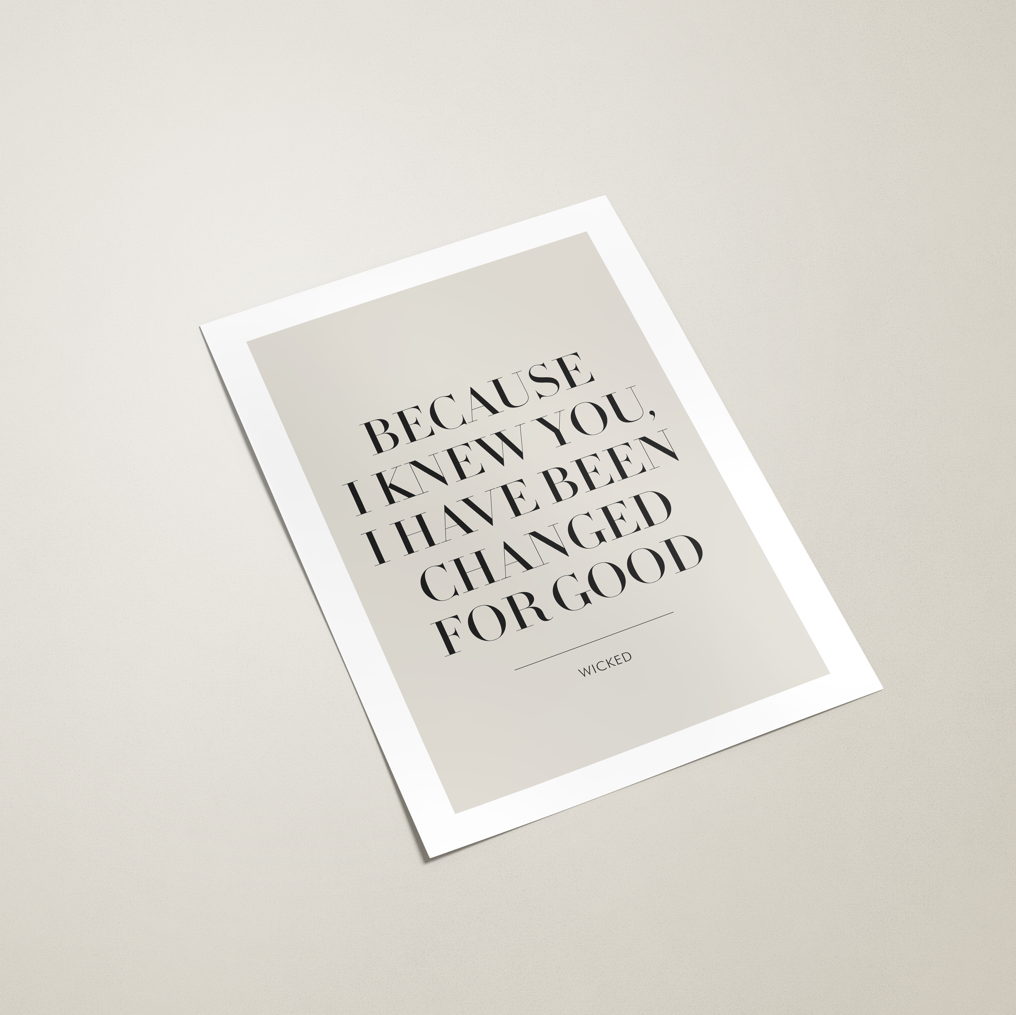 Because I Knew You I Have Been Changed For Good Wicked Movie Quote Wall Art