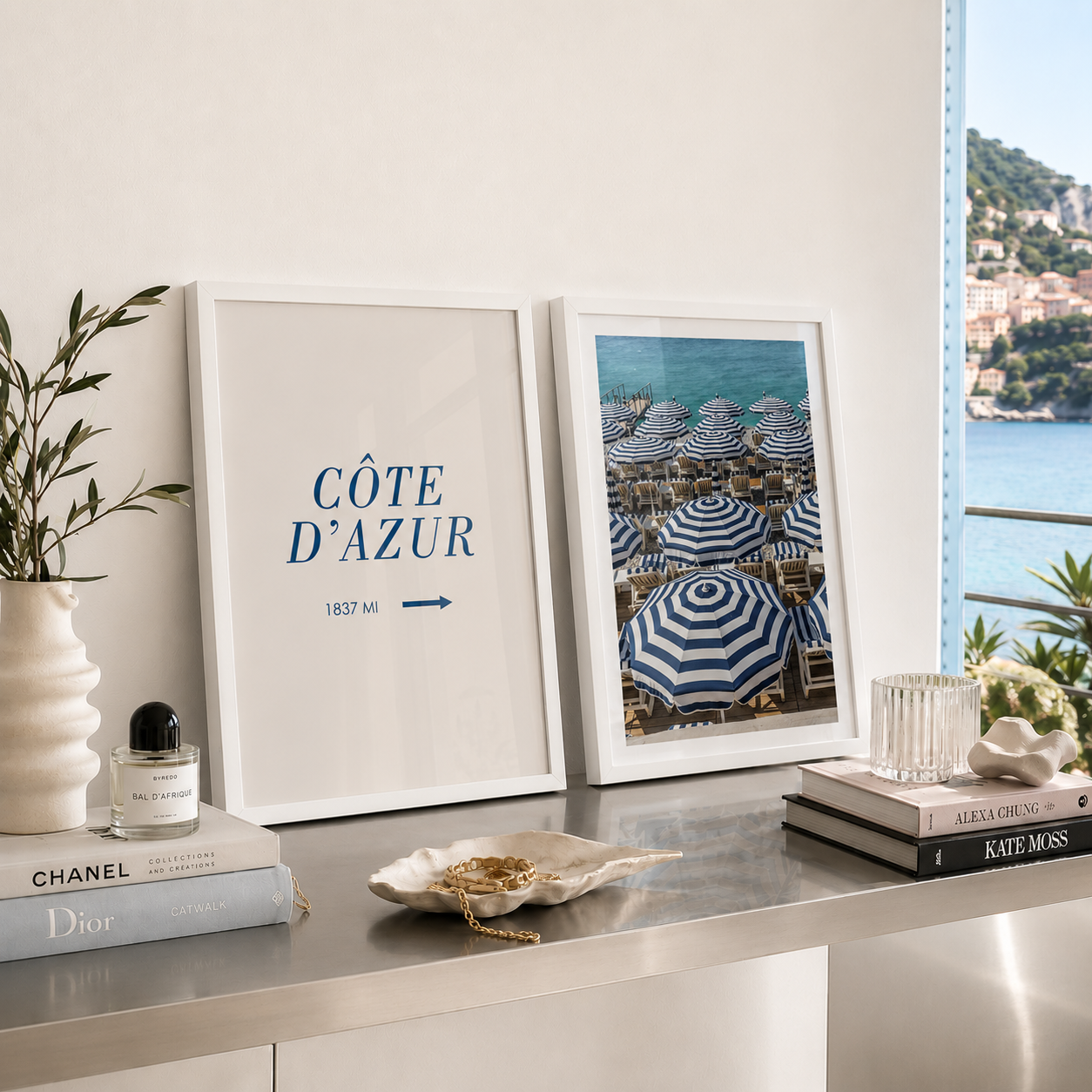 wall art inspired by the french riviera in a luxury ocean front home