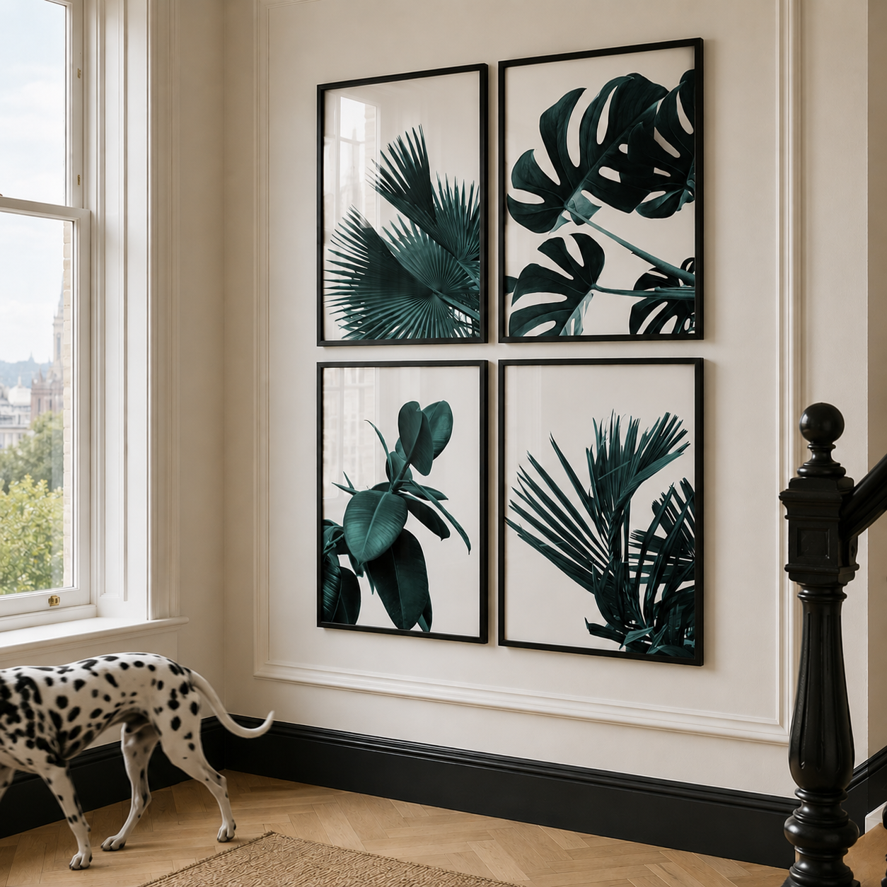 Dark Green Fan Palm Poster