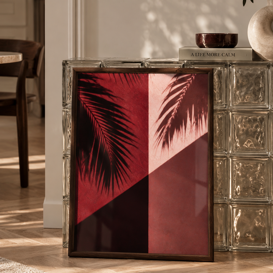 Red palm shadows poster