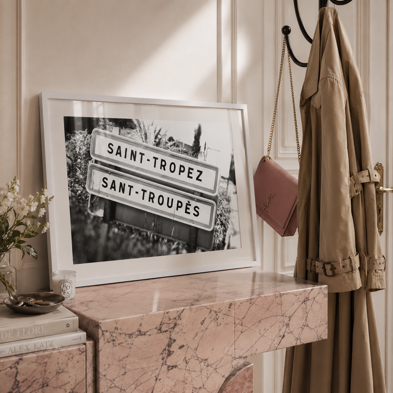 black and white saint tropez wall art