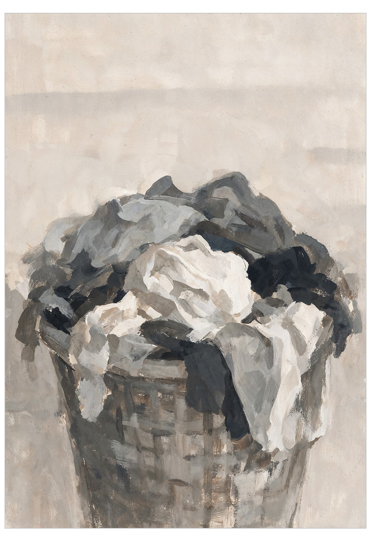 illustrated laundry basket poster
