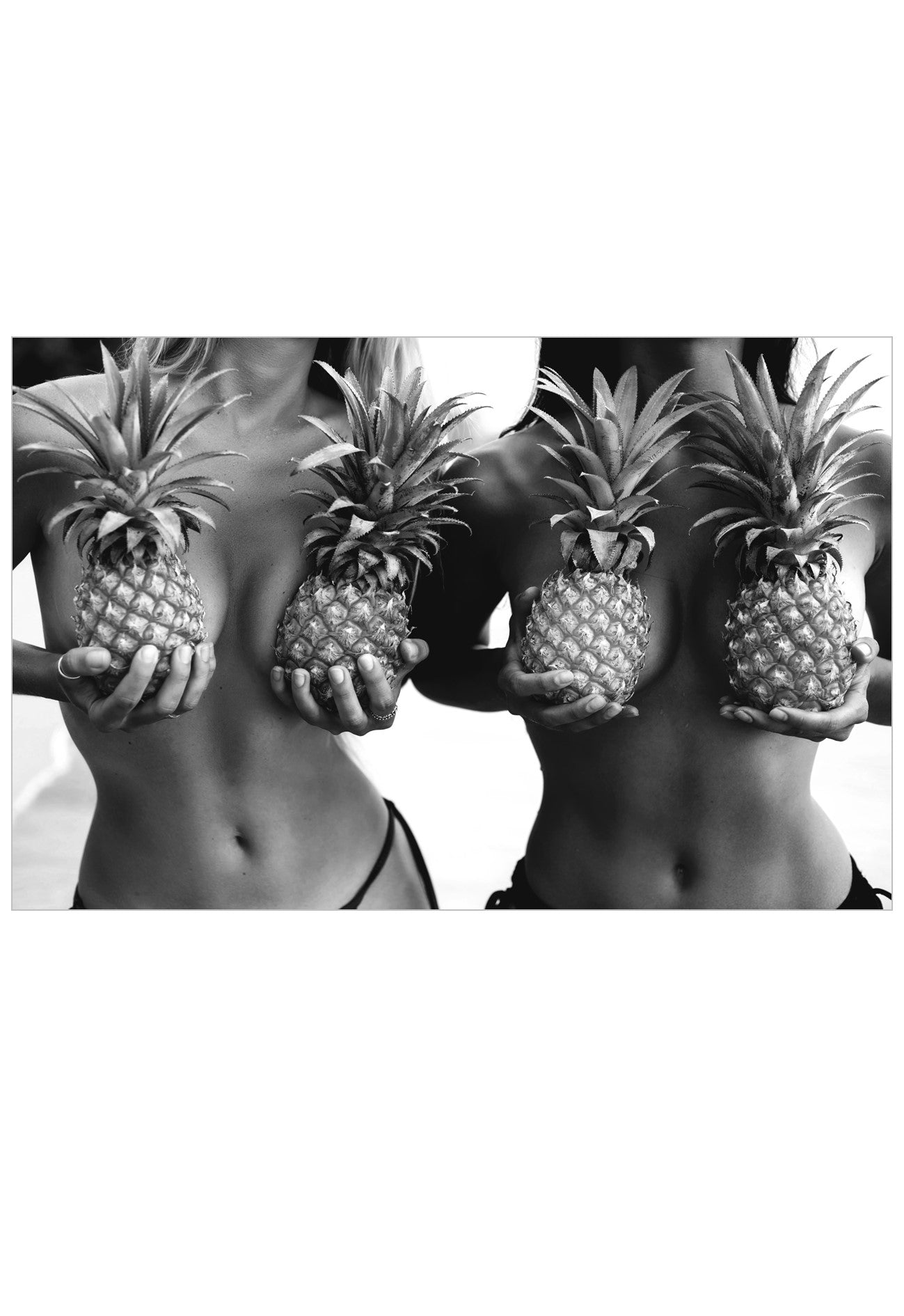 Pineapples black and white horizontal wall art