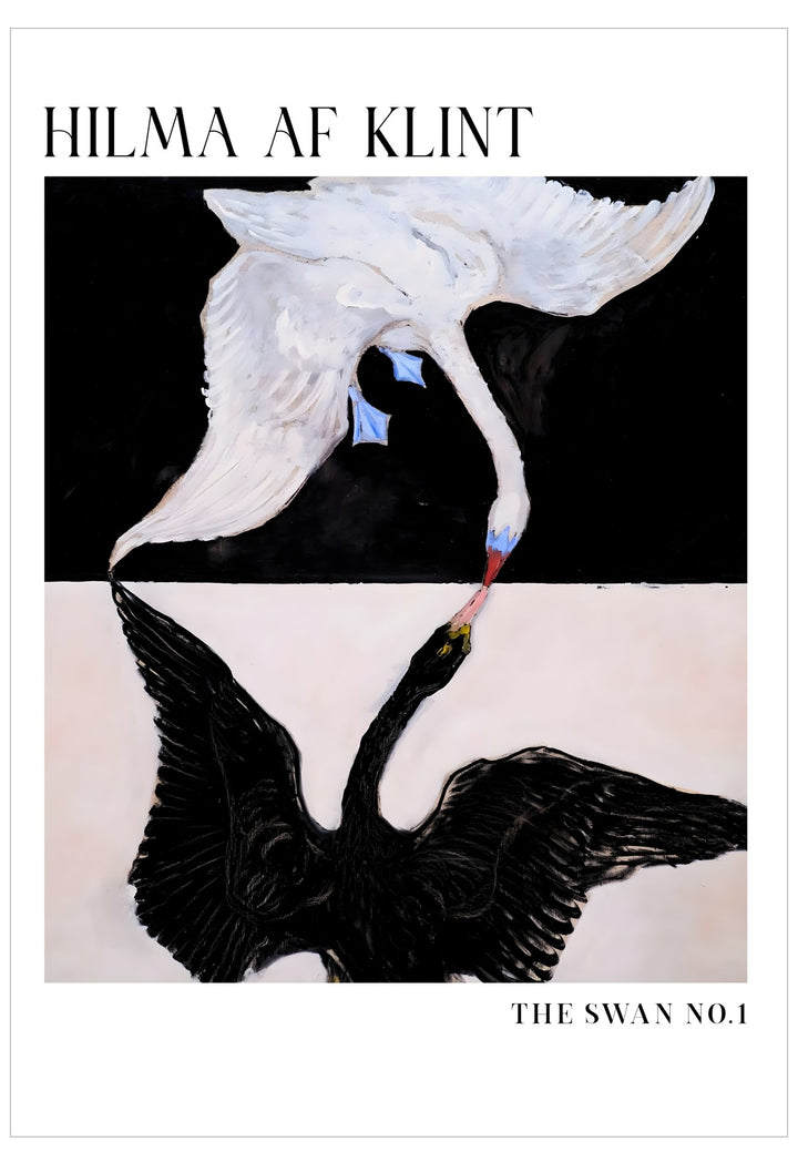 The Swan No.1 Poster, an iconic dual swan artwork inspired by Hilma af Klint's visionary style
