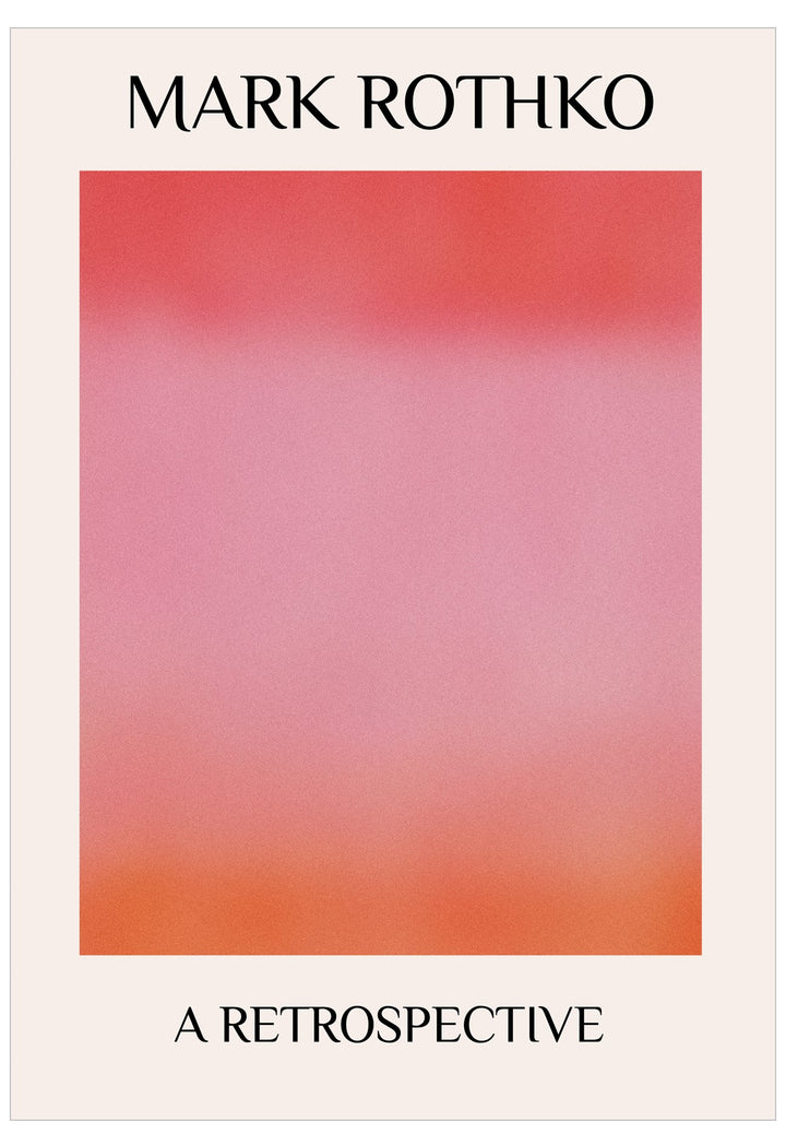 Book cover for 'Mark Rothko: A Retrospective' featuring a large central pink gradient square with red and orange edges, bordered by a cream background with black serif text.