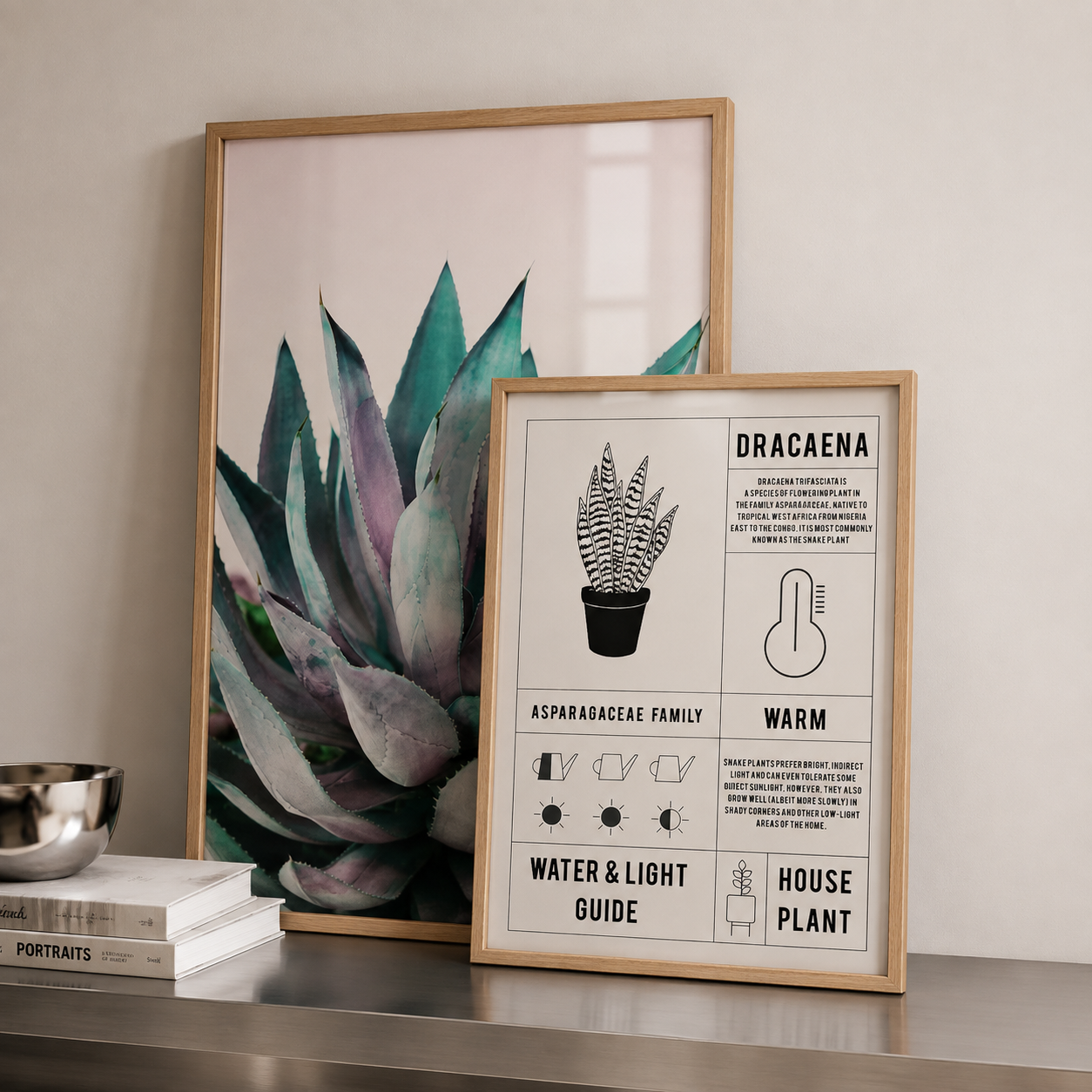 tropical luxury wall art on stainless steel shelf