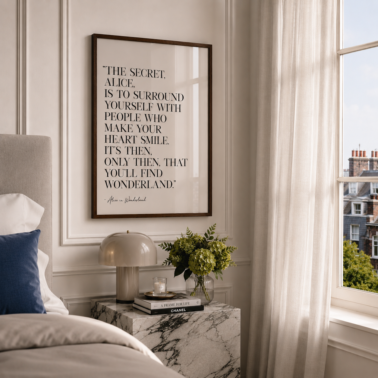 typography wall art inspired by alice in wonderland