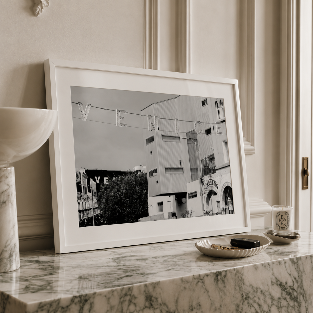 black and white venice beach poster