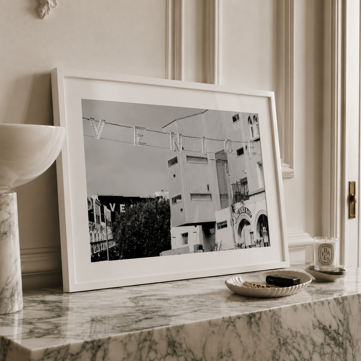 black and white venice beach poster
