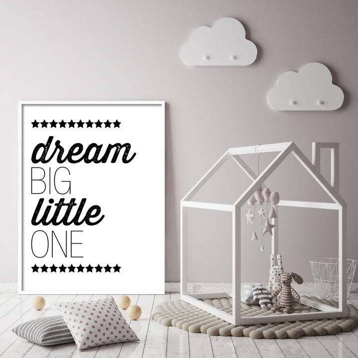 dream big little one wall art in neutral nursery