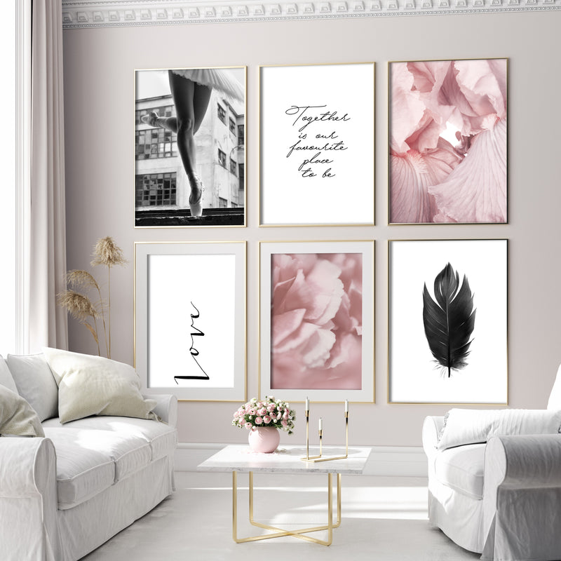 pink and black gallery wall prints poster