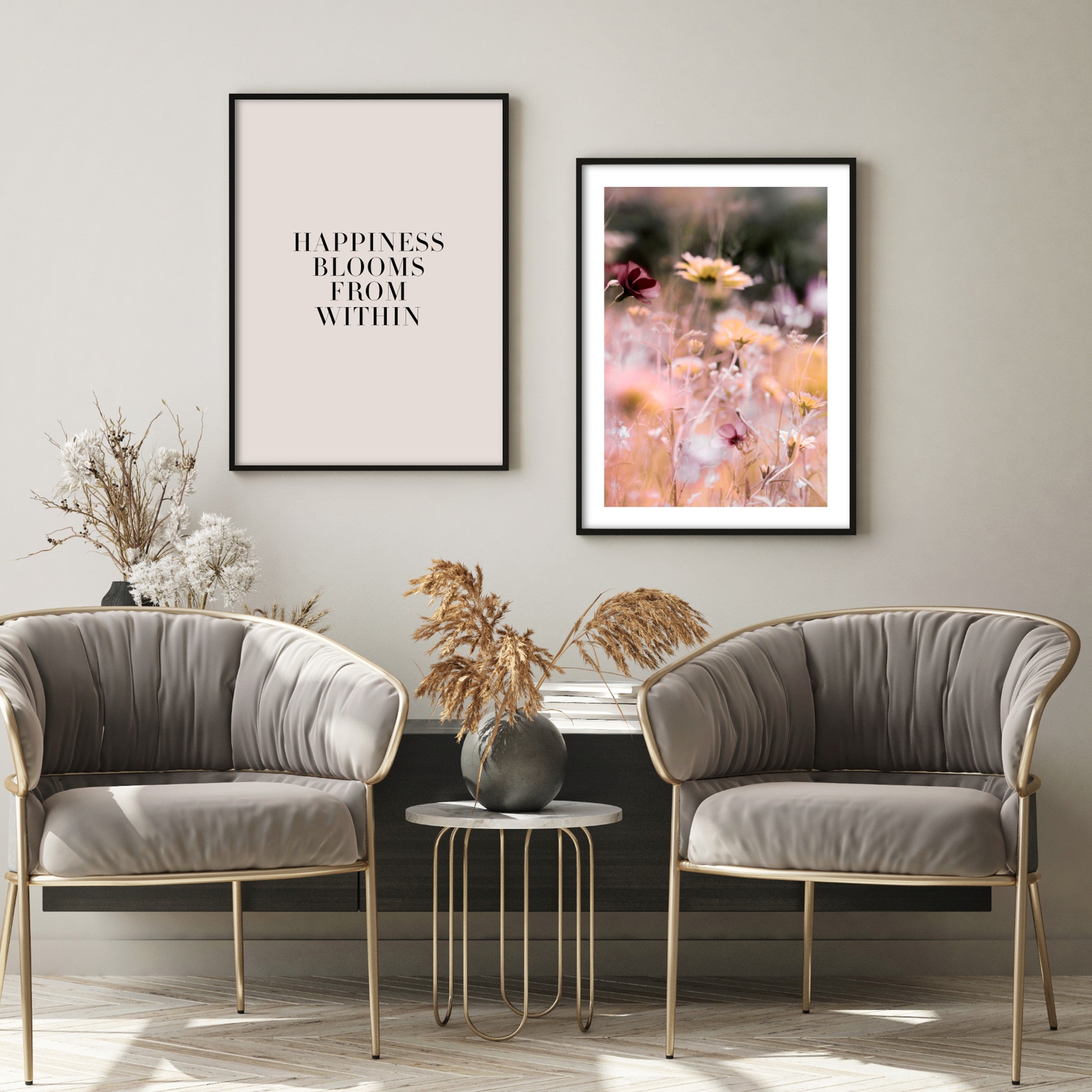 happiness blooms from within poster print