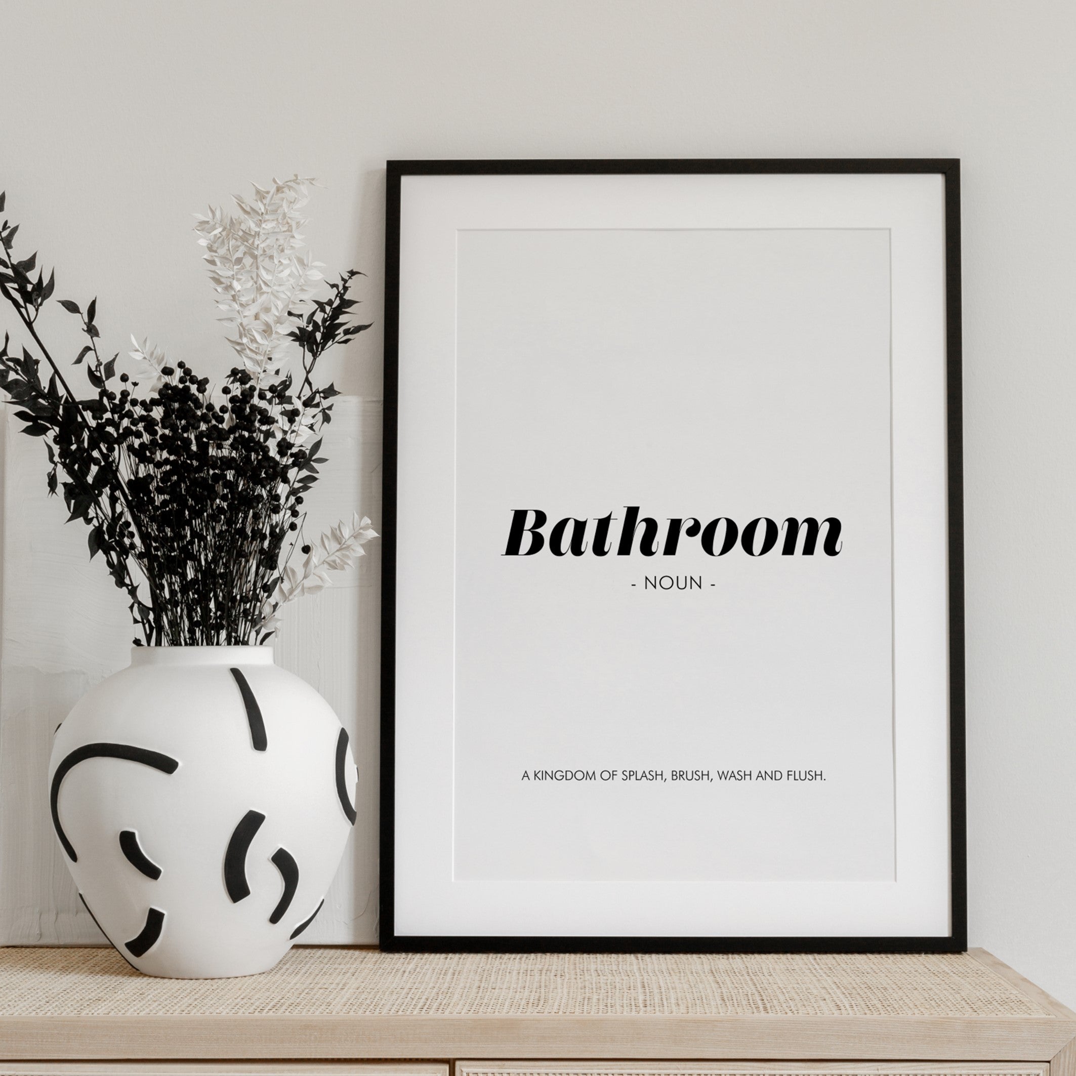 bathroom definition poster in a black frame