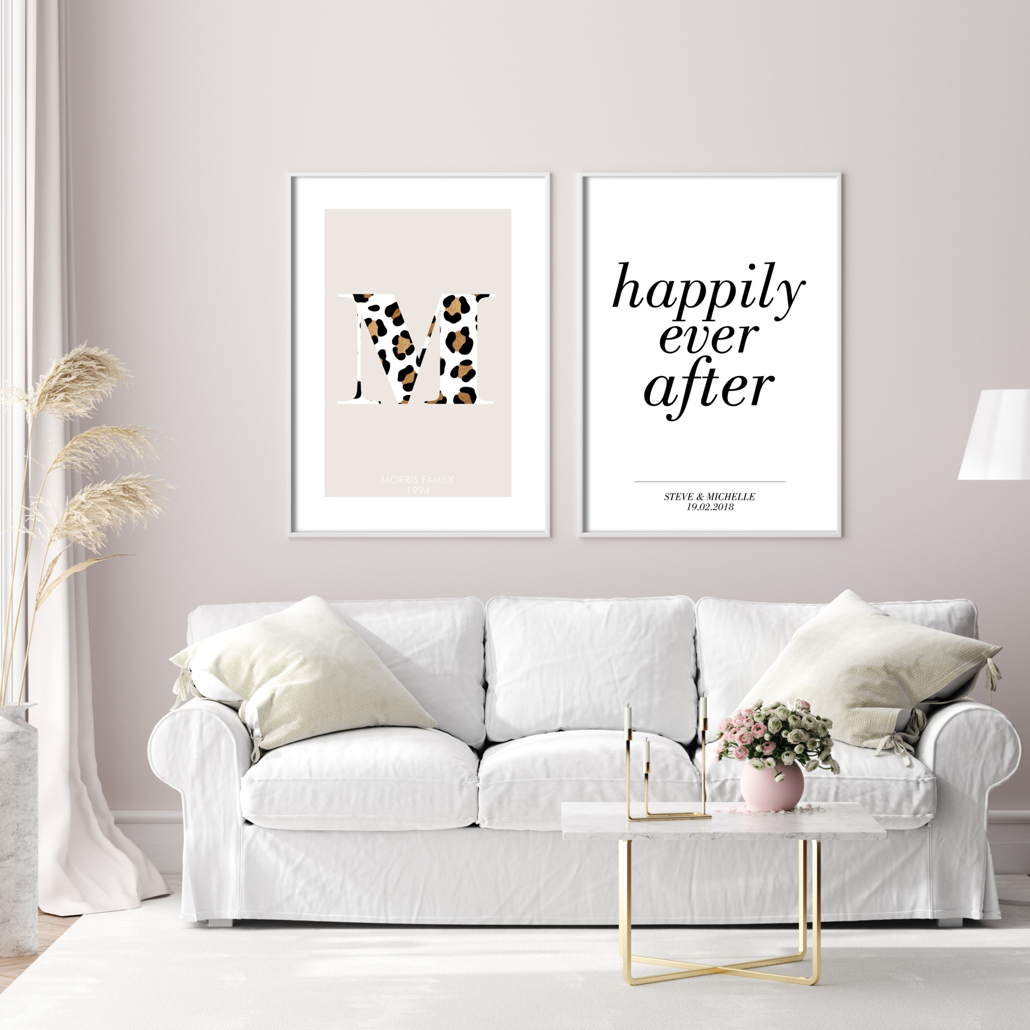 Print poster wall art personalised leopard print alphabet