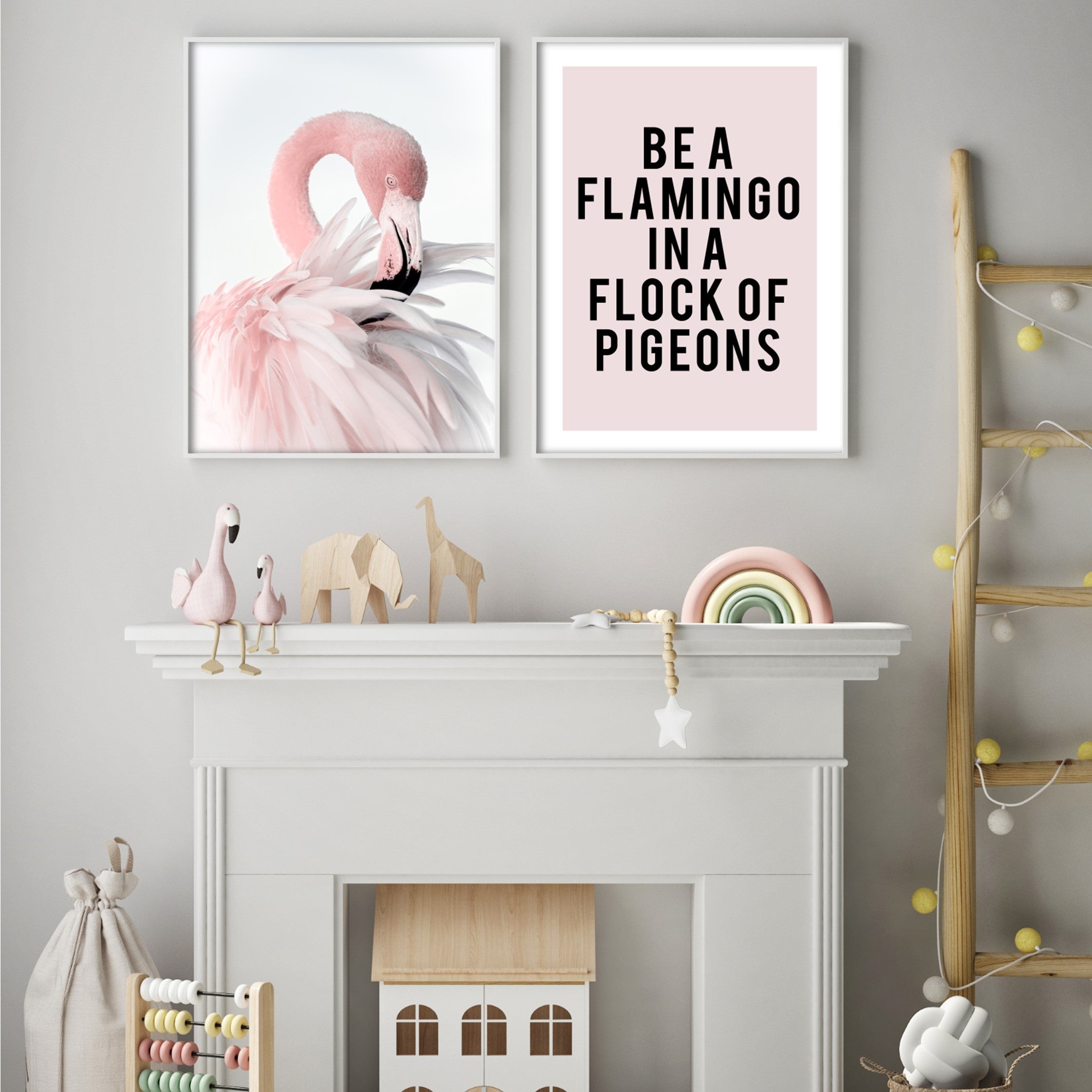 flamingo inspired kids wall prints for nursery