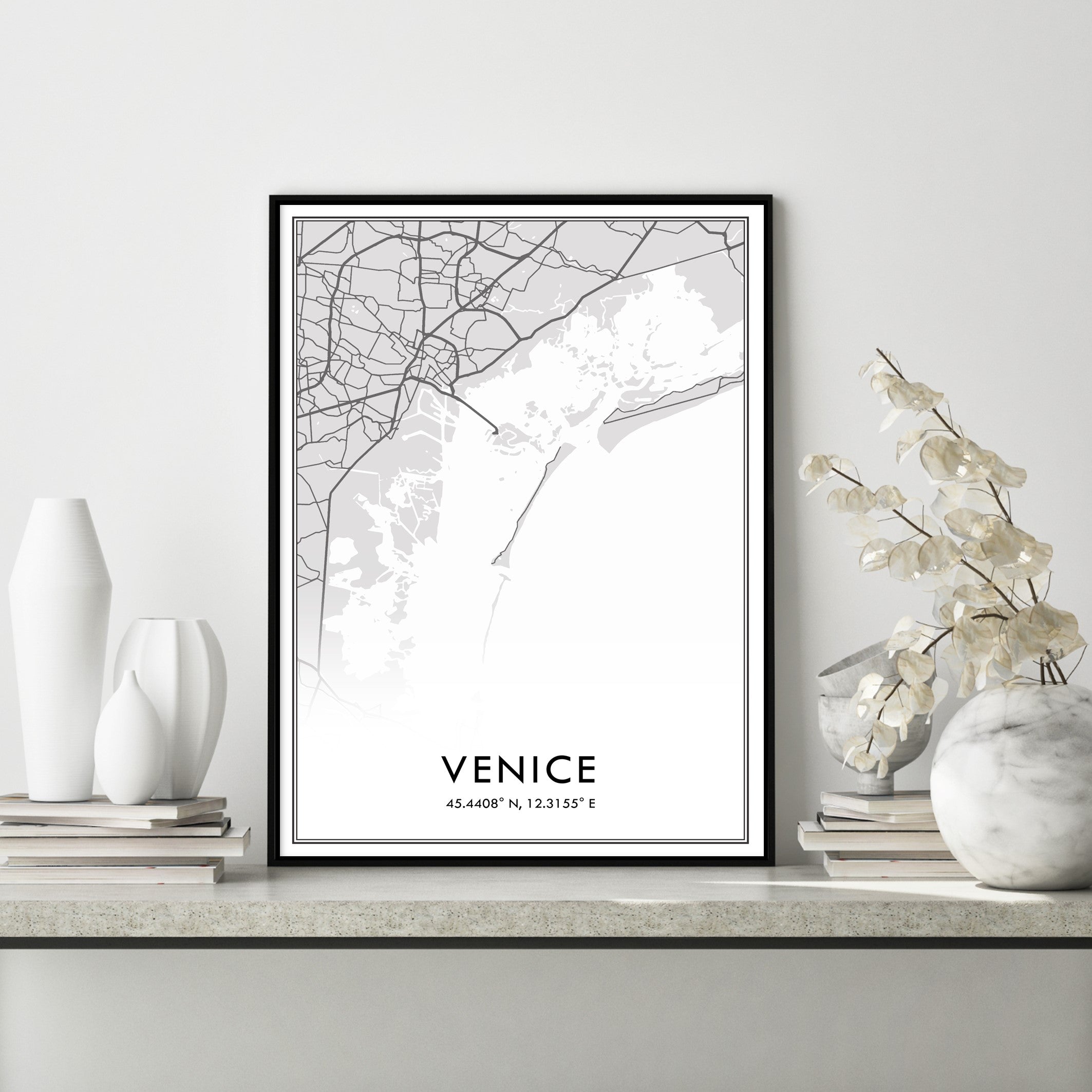 venice map wall art in modern home