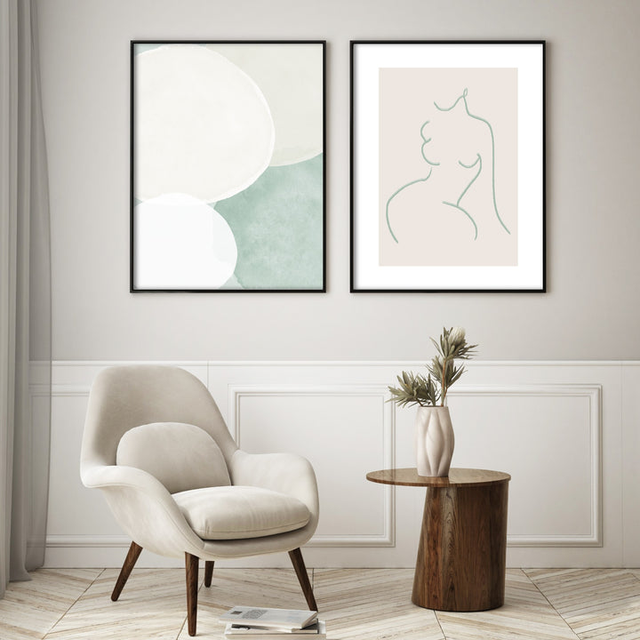 green tone wall prints