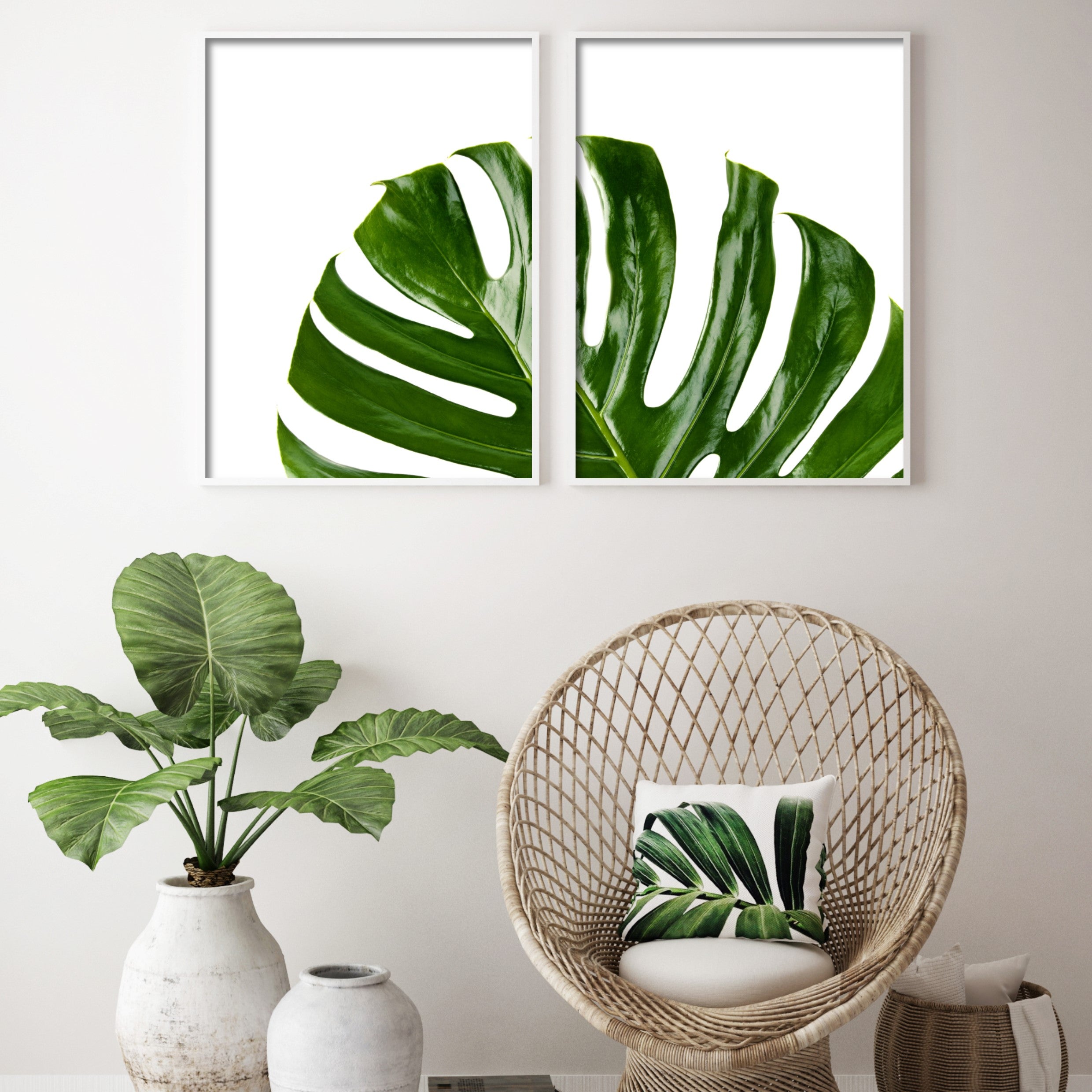 Print poster wall art monstera split leaf set