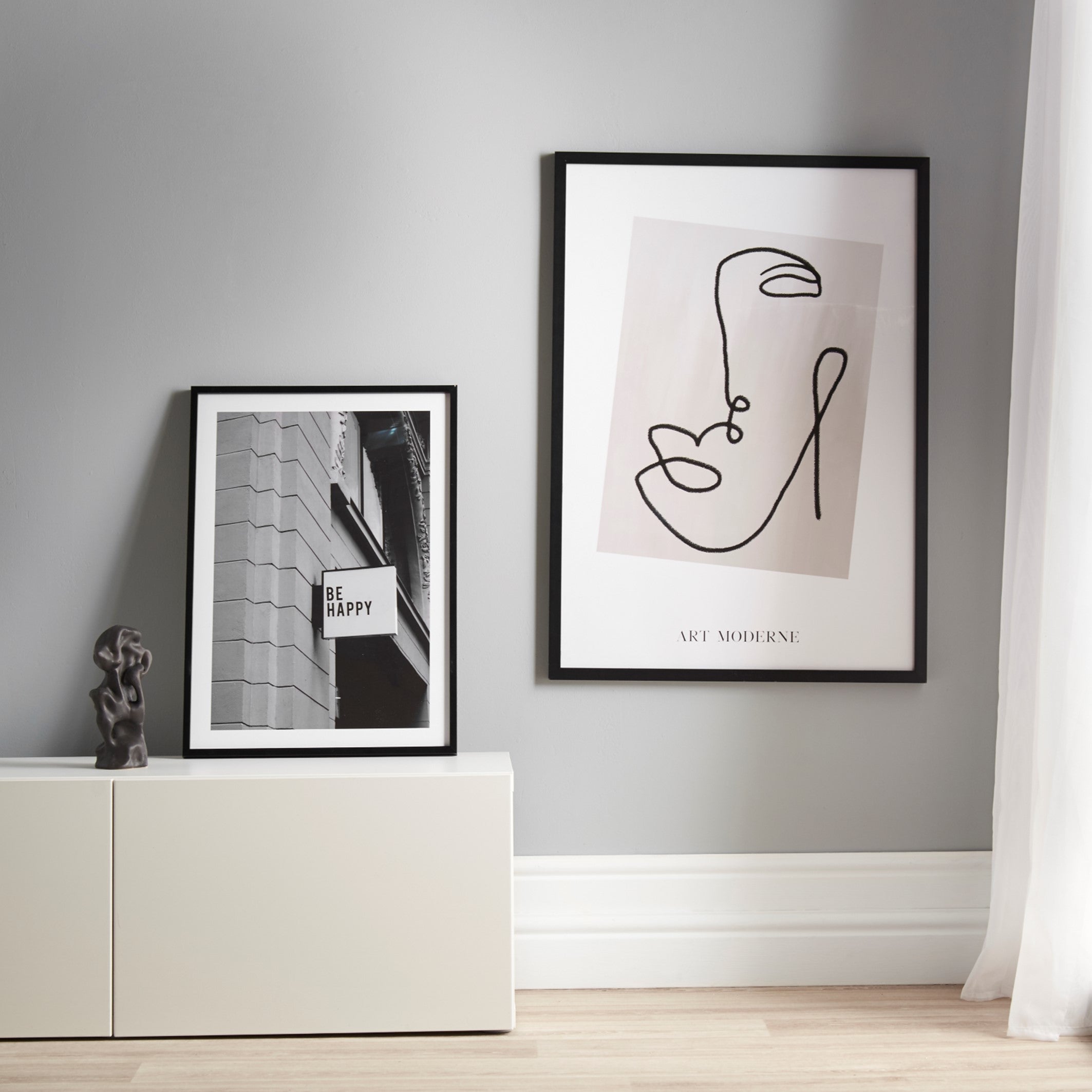 Be Happy Poster in scandi living room