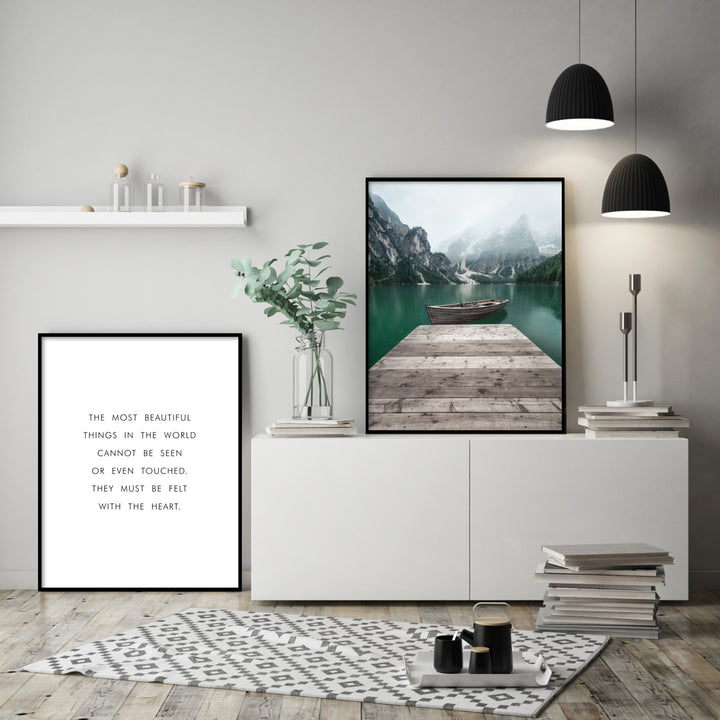 Print poster wall art boat on the lake