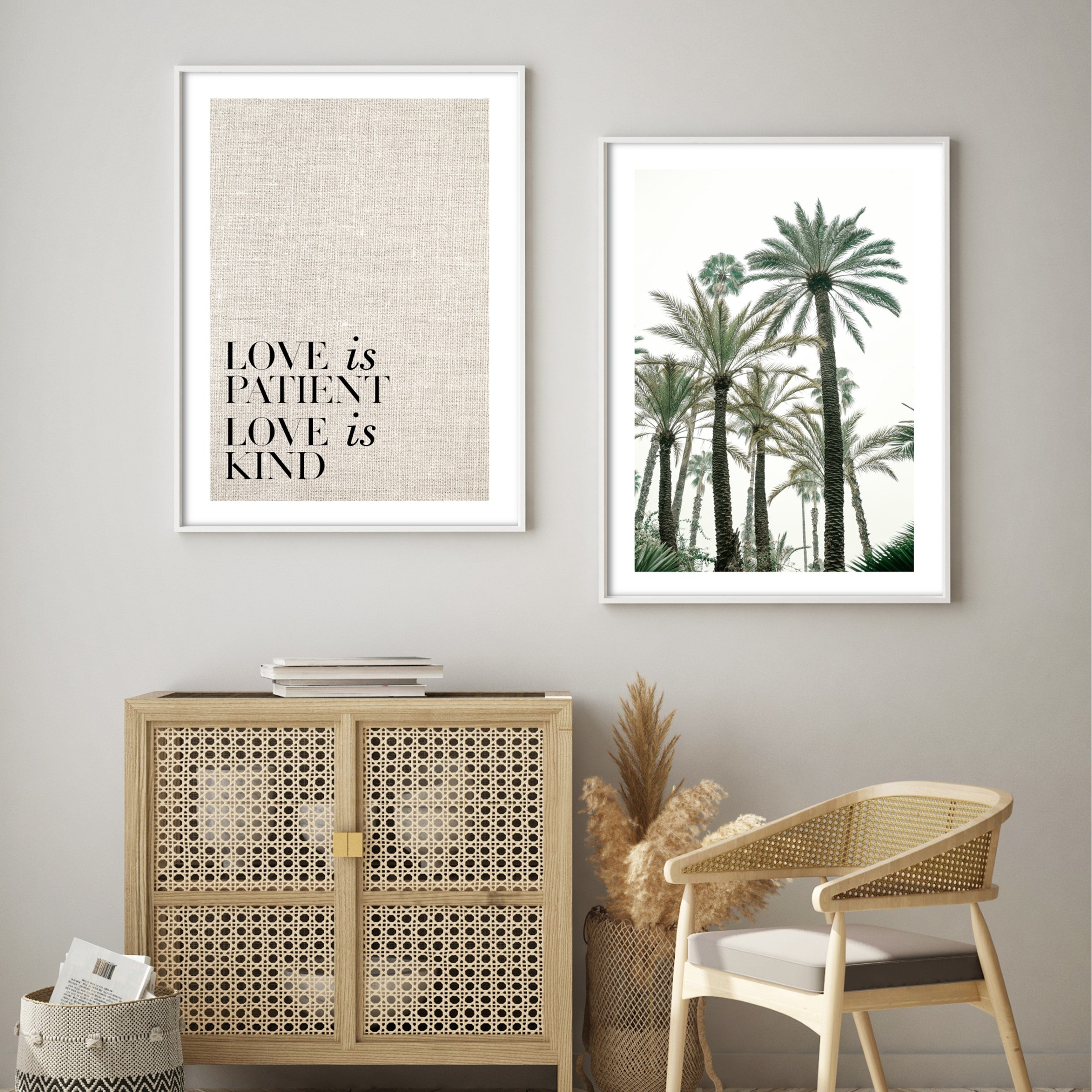 stylish wall prints in a boho styled home 