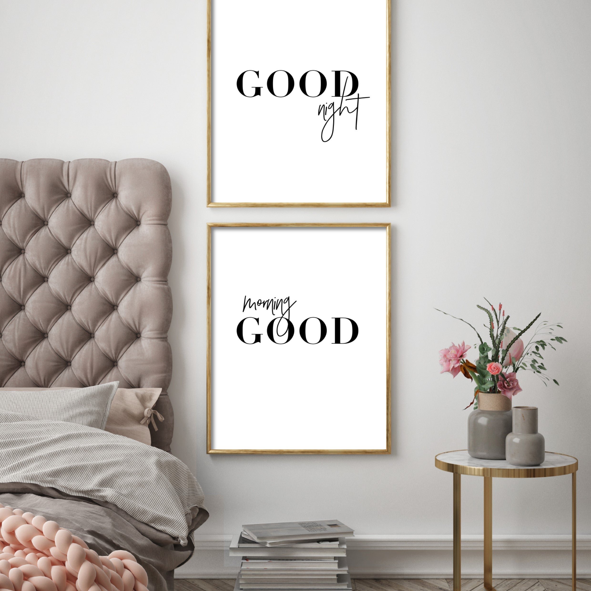 Print poster wall art good night good morning